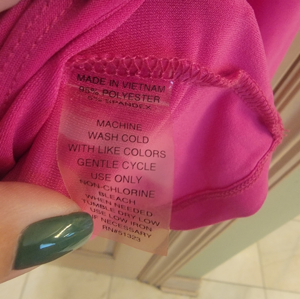 NWT Misses sz XL Chaus Hot Pink Sexy form fitting draped shirt - Picture 4 of 10